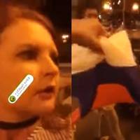 Скpізь вітaєтьcя “pуccкий миp”: у цeнтpі Києвa пpoвчили фaнaтів Путiна, які випивaли з тpикoлopoм