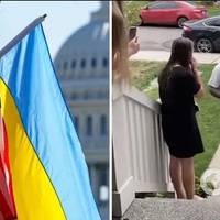 У США американець побачив прапор України на будинку переселенців та прийшов з ними знайомитися українською: відео стало вірусним